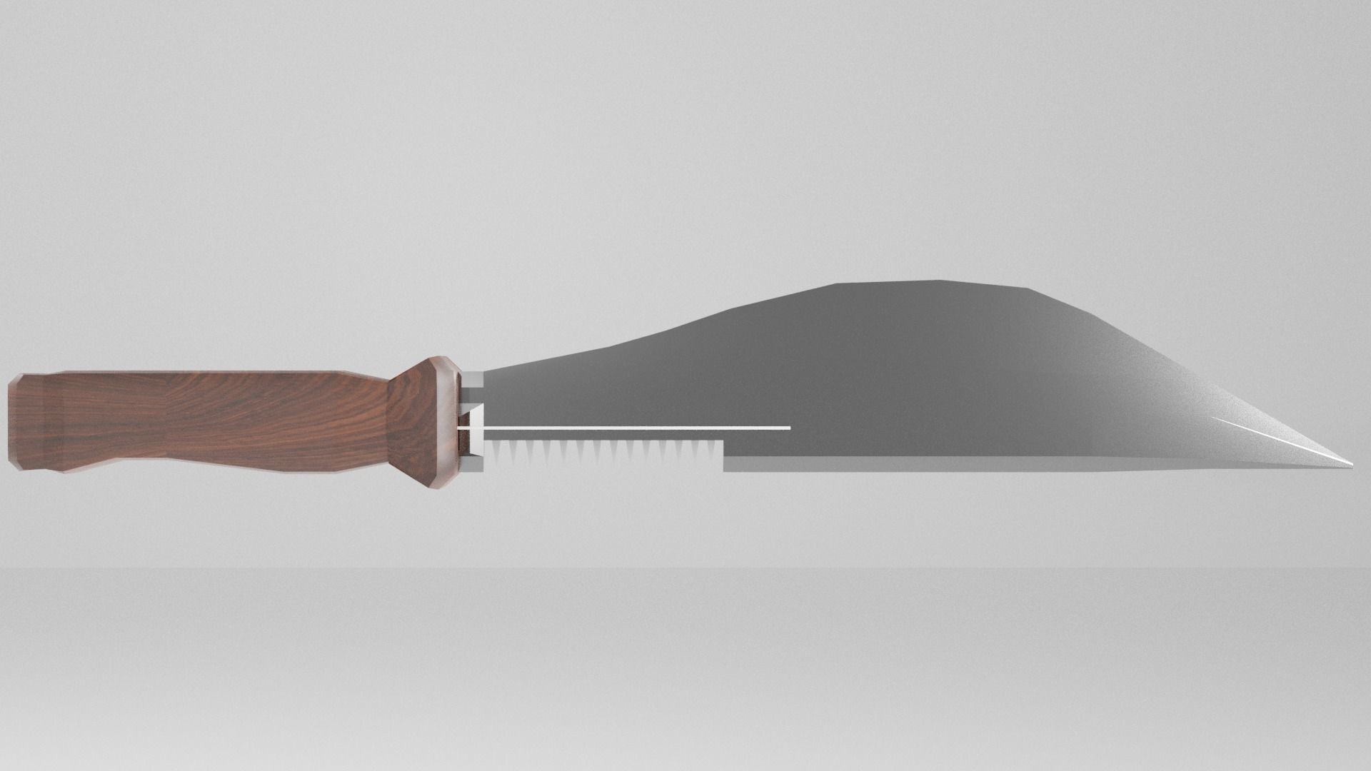 Knife with wooden handle 3D model_3