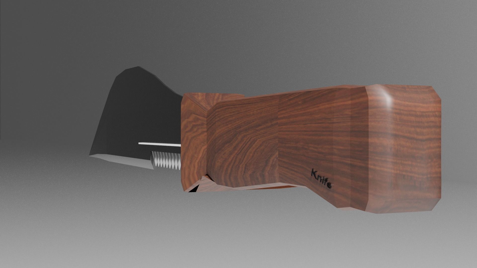 Knife with wooden handle 3D model_4
