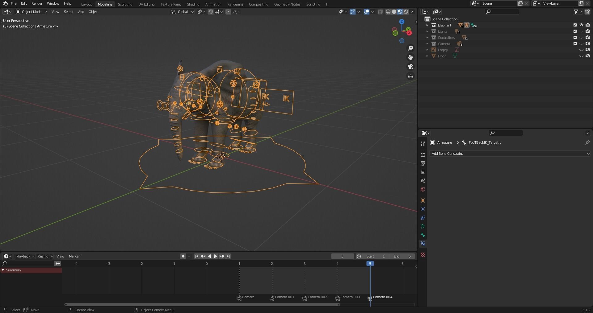 Fur Baby Elephant Rigged in Blender Low-poly 3D model_13