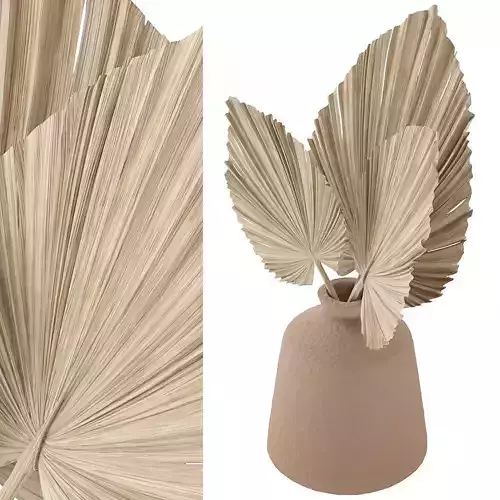 Dry palm leaves in a pot