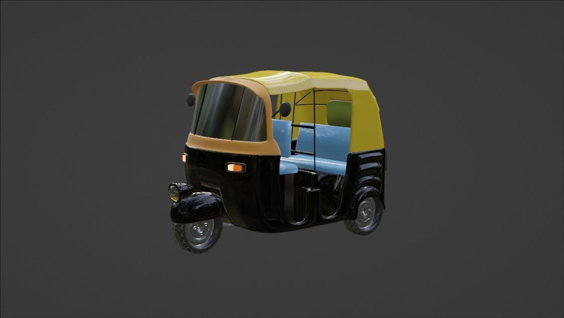  auto rickshaw indian Low-poly 3D model_5