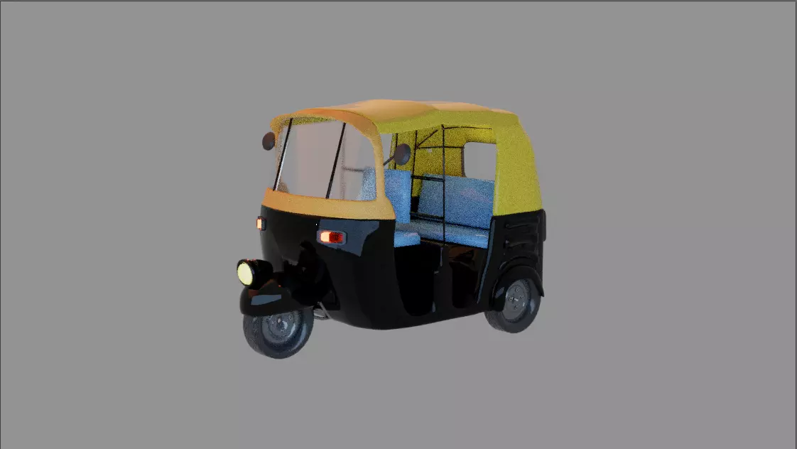  auto rickshaw indian Low-poly 3D model_0