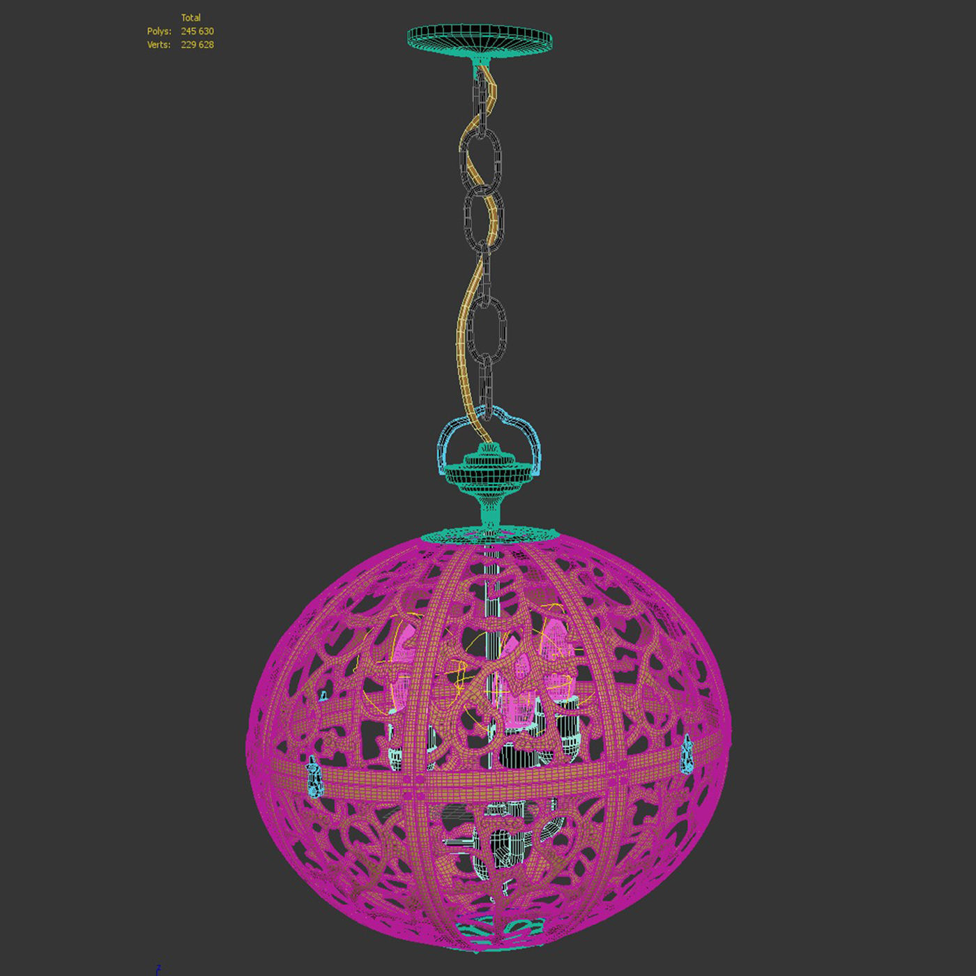 Japanese brass chandelier 3D model_7