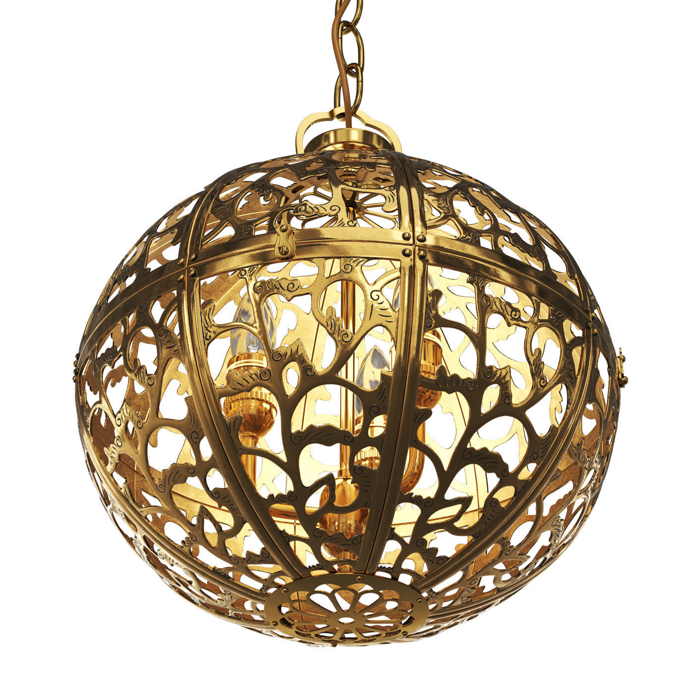 Japanese brass chandelier 3D model_1