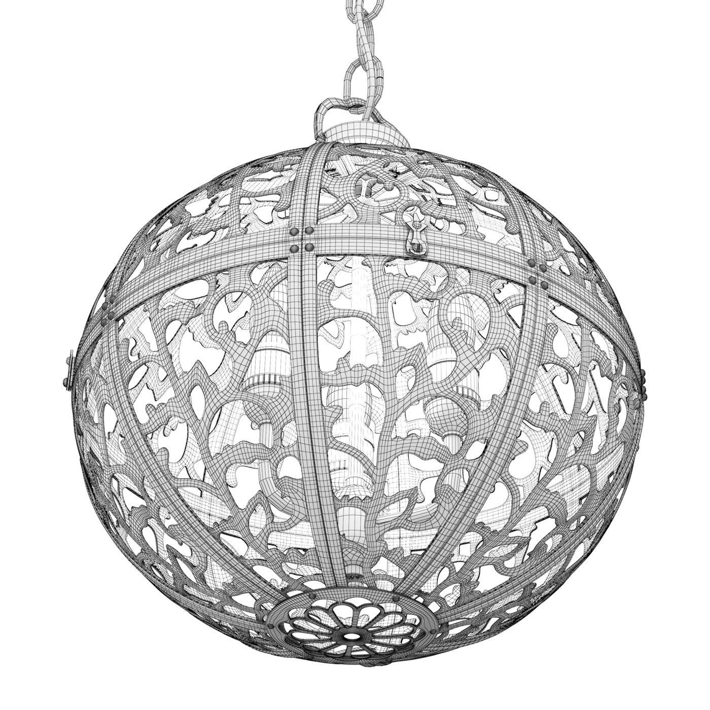 Japanese brass chandelier 3D model_5