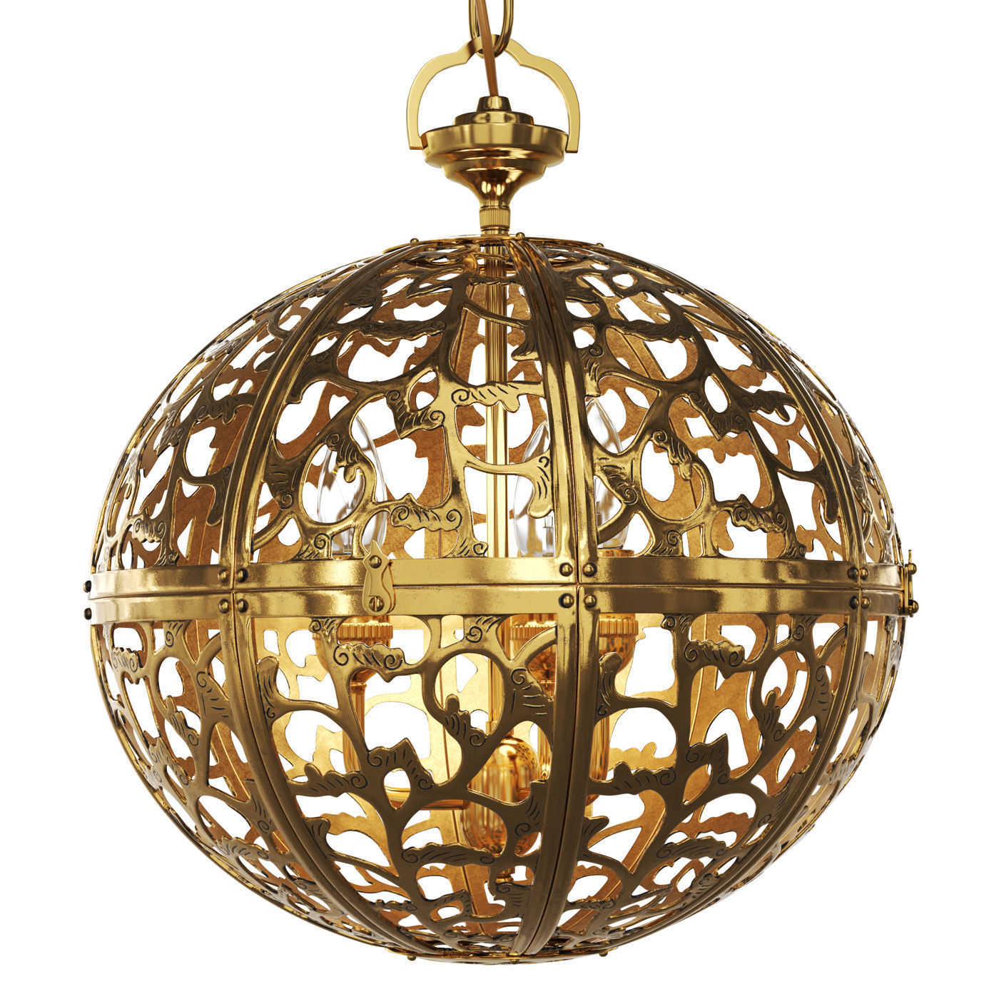 Japanese brass chandelier 3D model_2