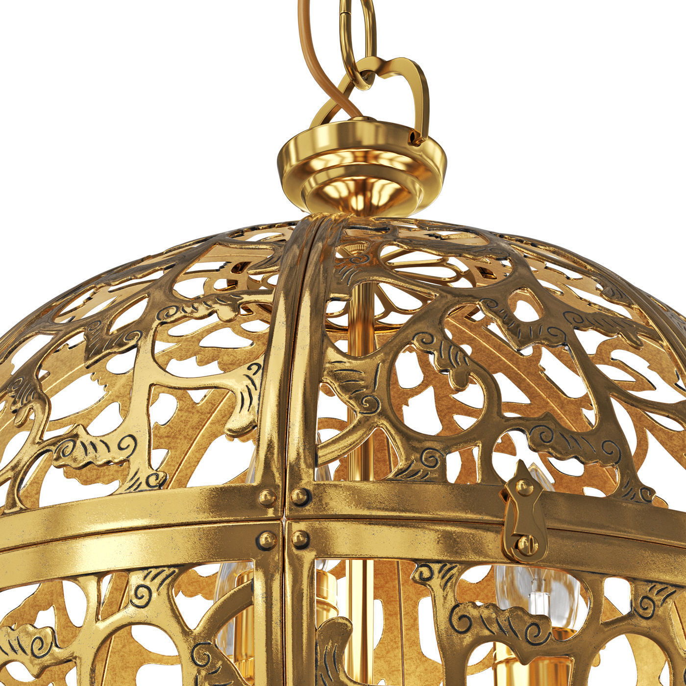 Japanese brass chandelier 3D model_3