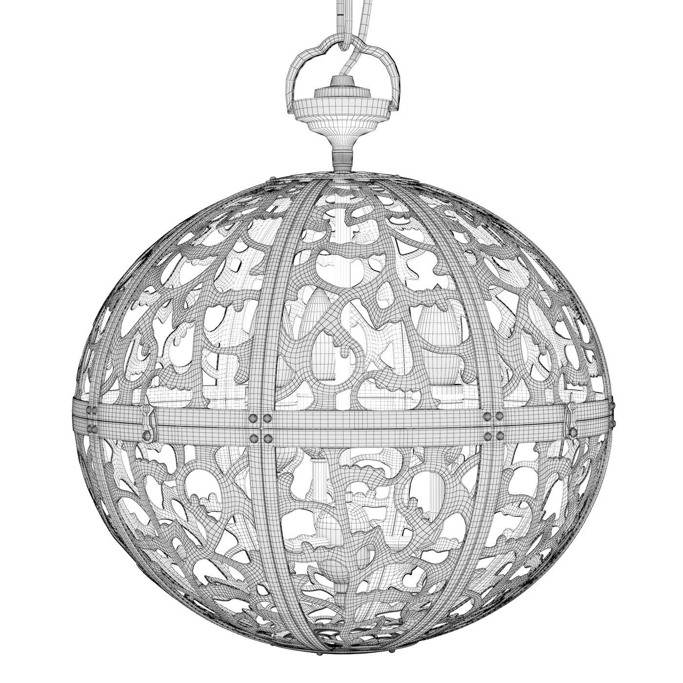 Japanese brass chandelier 3D model_6