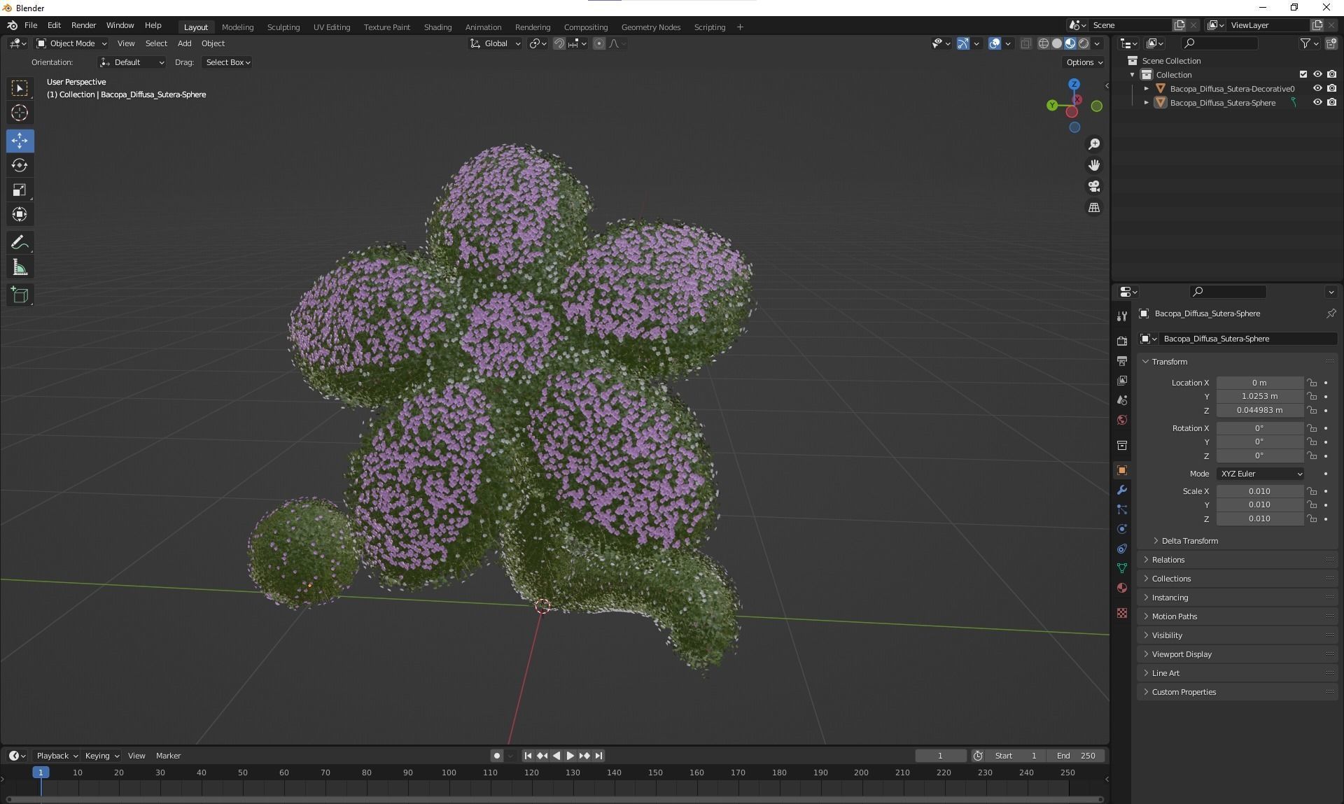 New Plant Bacopa Diffusa Sutera Decorative 3D model_4