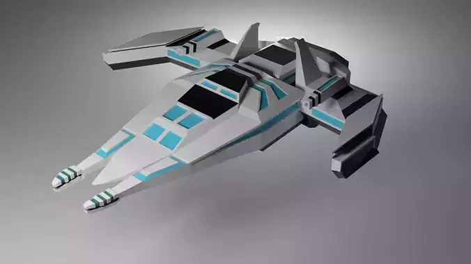 Low poly SpaceShip with stripes