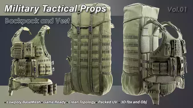 Military Tactical Props Vol 01 Low-poly 3D model