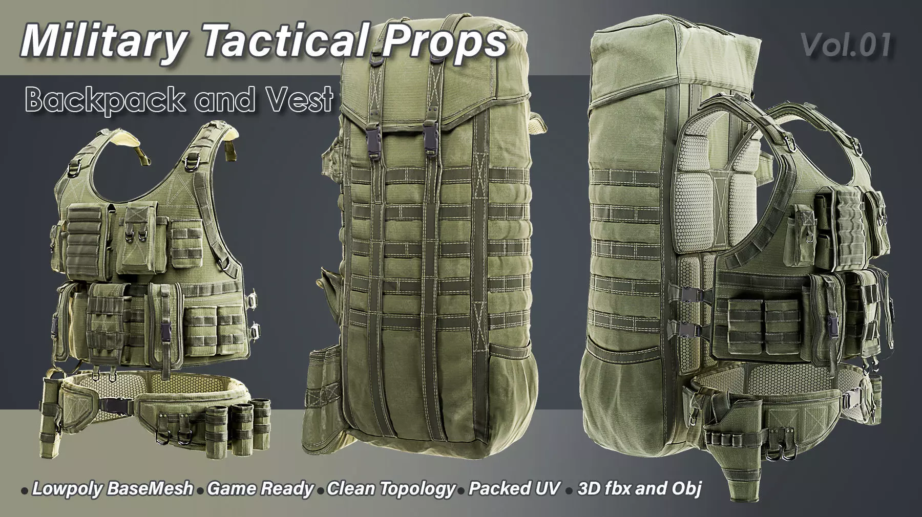 Military Tactical Props Vol 01 Low-poly 3D model_0