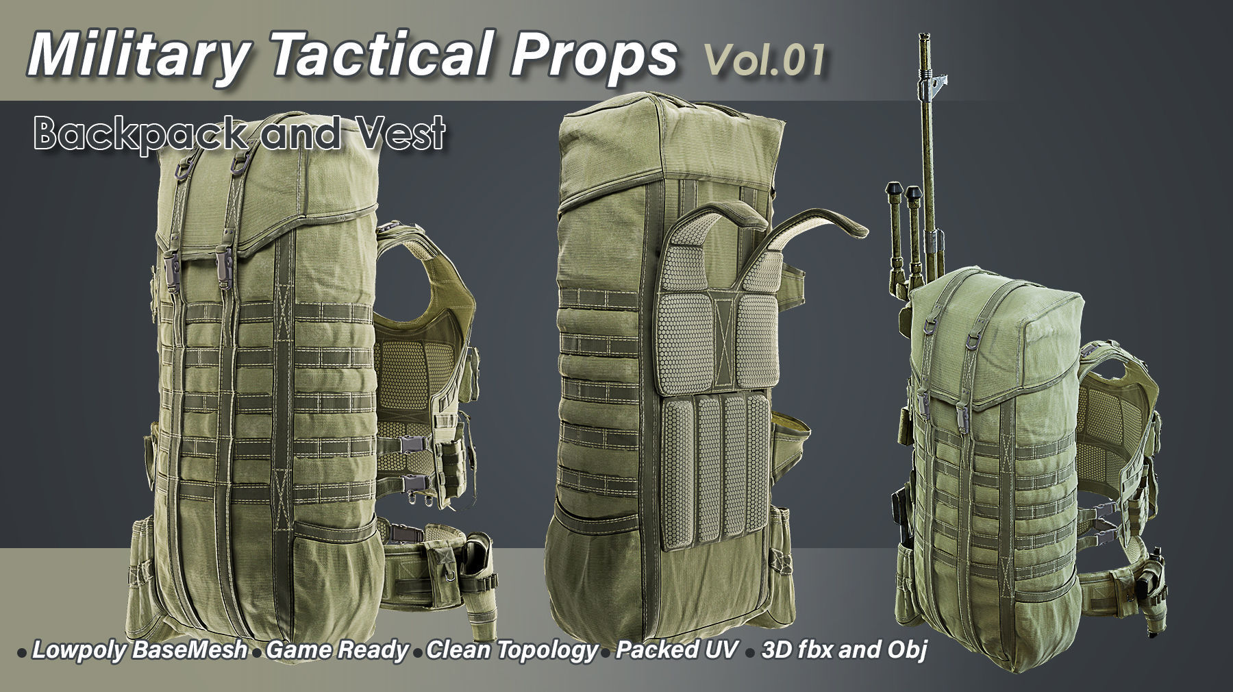 Military Tactical Props Vol 01 Low-poly 3D model_2