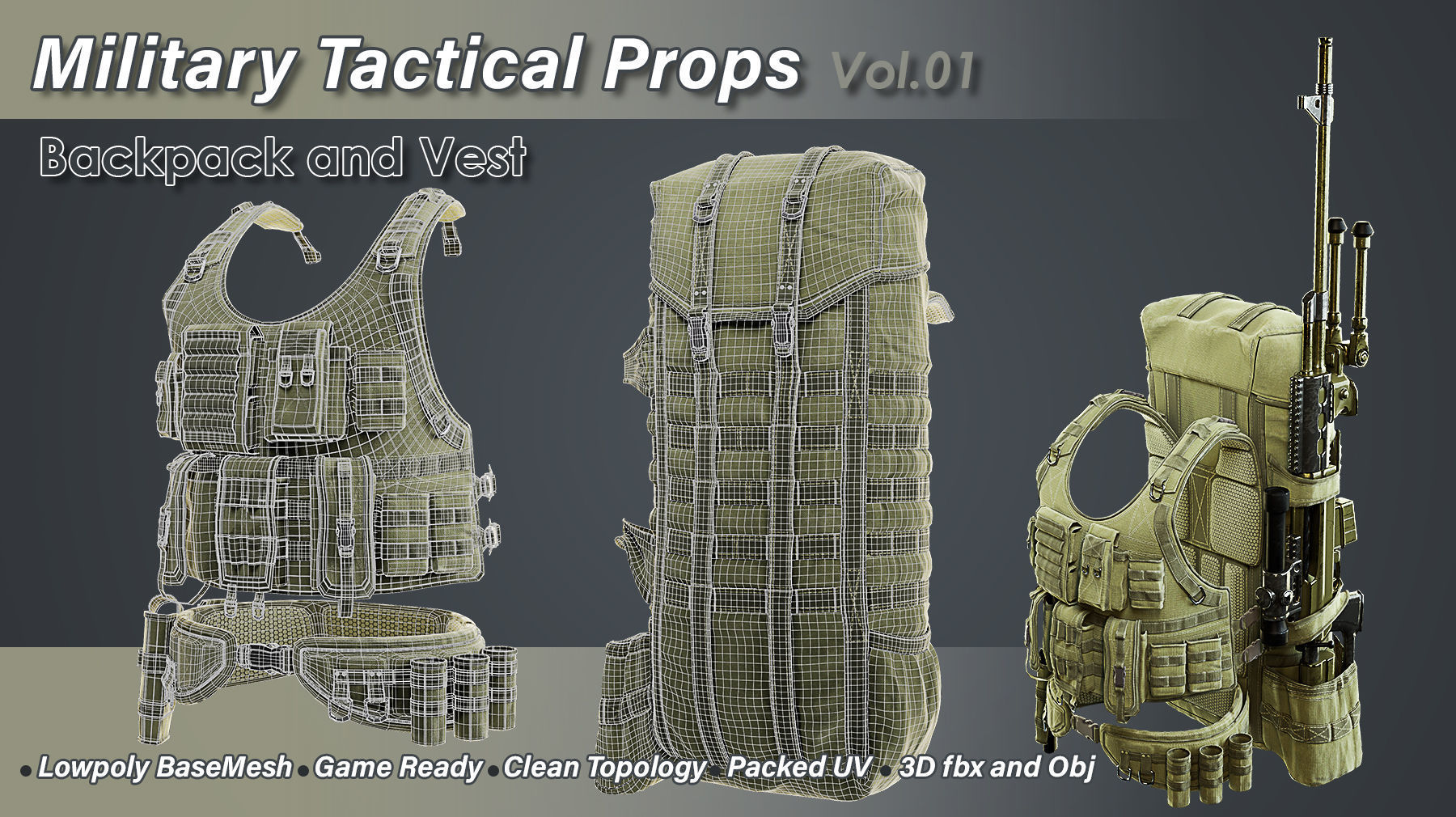 Military Tactical Props Vol 01 Low-poly 3D model_1