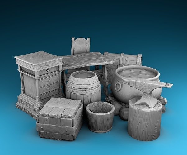 Stylized decor of Middle Ages Interior elements 3D print model