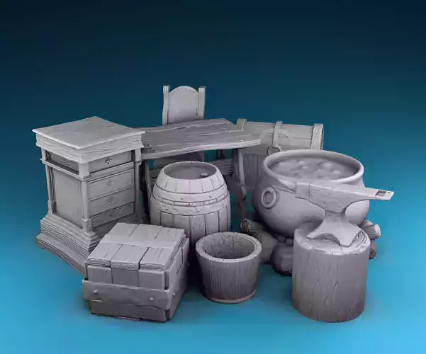 Stylized decor of Middle Ages Interior elements 3D print model