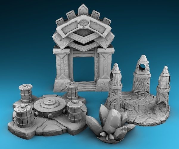 Stylized decor of Middle Ages Magic builds 3D print model