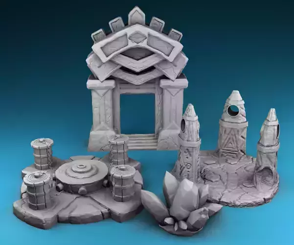 Stylized decor of Middle Ages Magic builds 3D print model