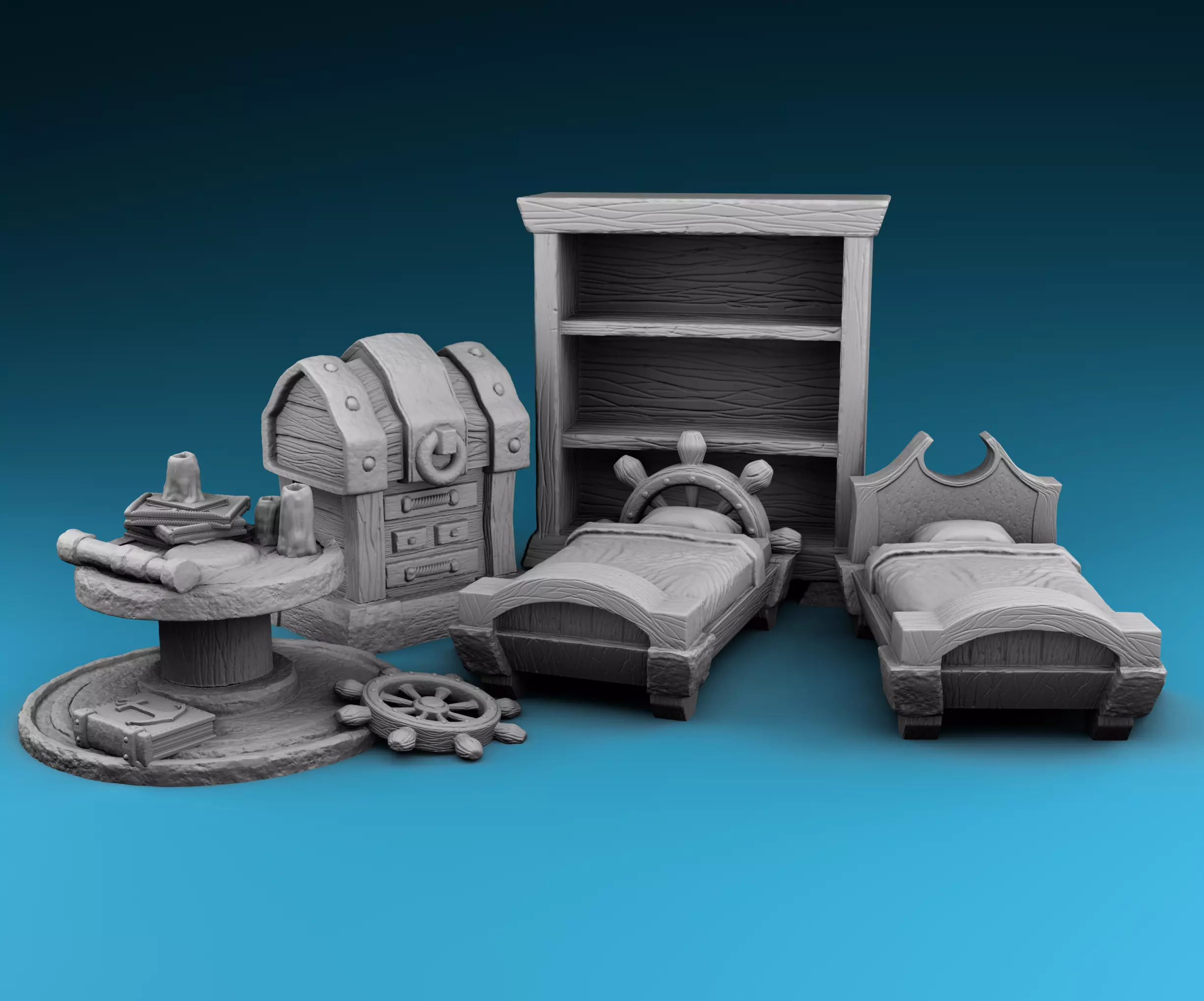 Stylized decor of Middle Ages Marine interior 3D print model_0