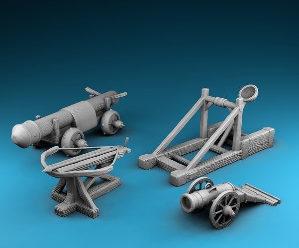 Stylized decor of Middle Ages Siege weapons 3D print model