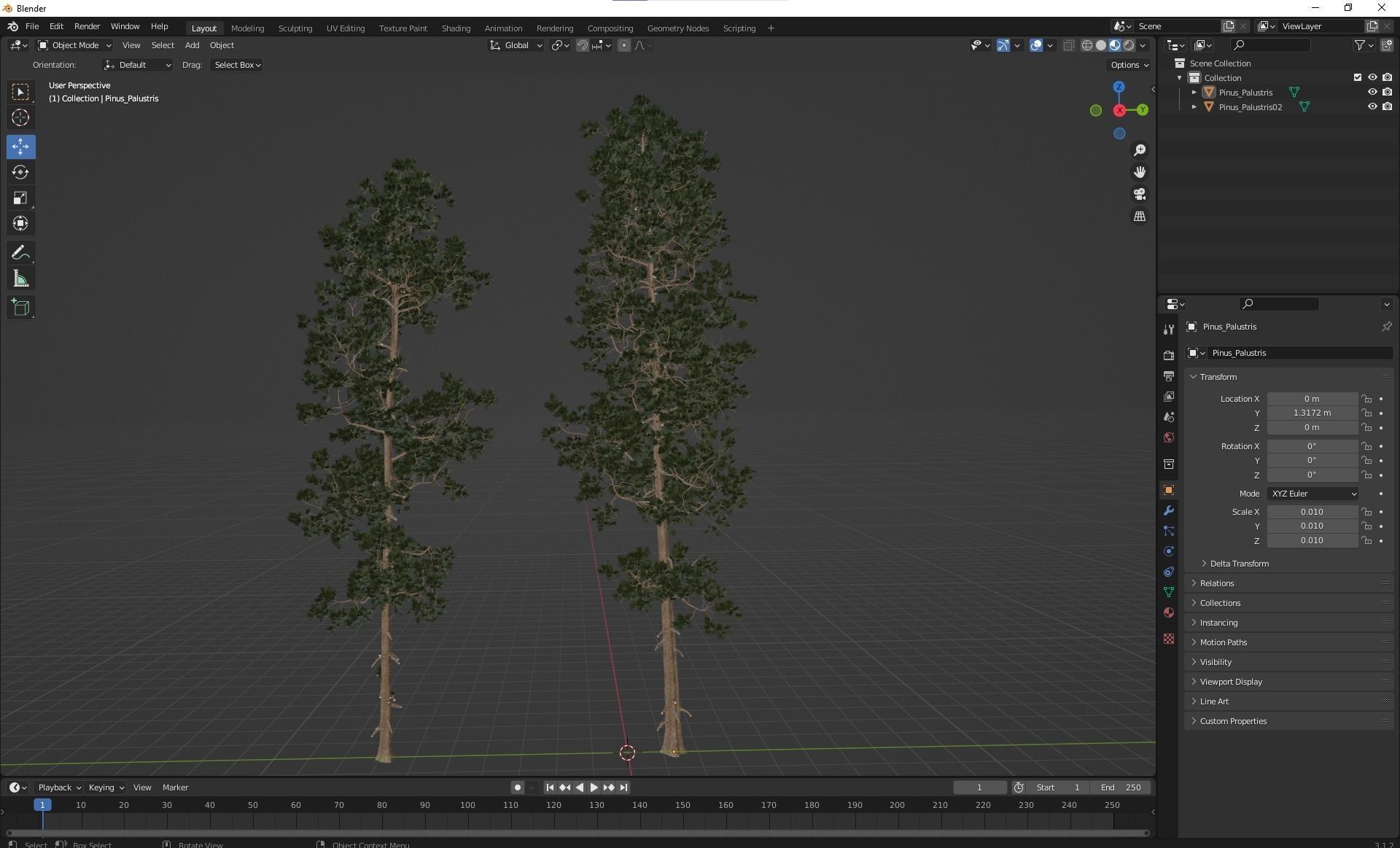 New Plant High detail Pinus Palustris 2 Tree 3D model_4