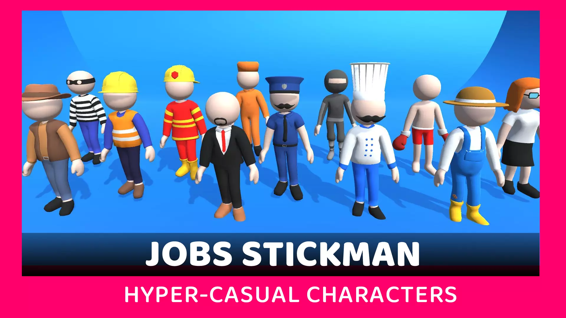 Hyper Casual Stickman Character Jobs Pack Low-poly 3D model