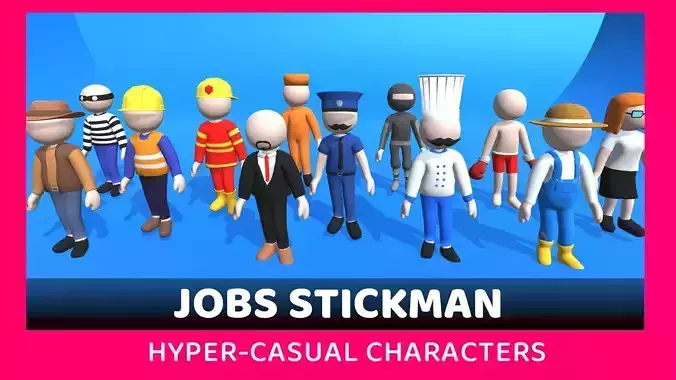 Hyper Casual Stickman Character Jobs Pack