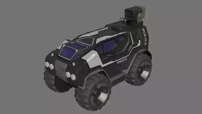 Sci-Fi Police Vehicle - Game Ready - PBR