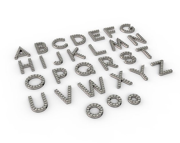 Diamond Alphabet Letters gemstones 1mm Collection 2 3D model 3D ...