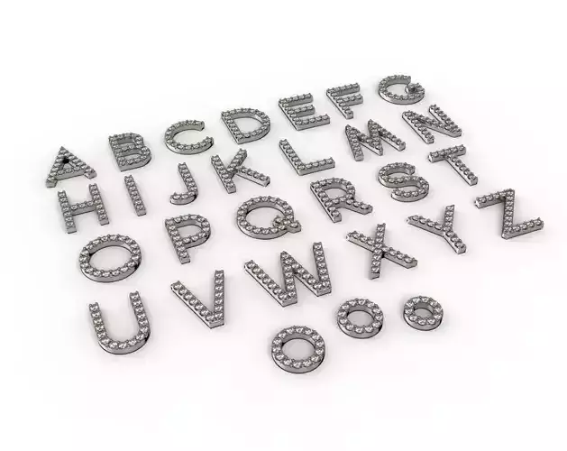 Diamond Alphabet Letters gemstones 1mm Collection 2 3D print model