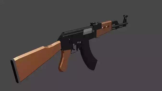 ak47 low poly rifle