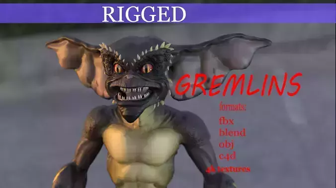 Gremlin creature with long arms and legs Low-poly 3D model