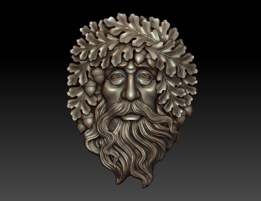Greenman 9 head with leaves and beard 3D print model_9