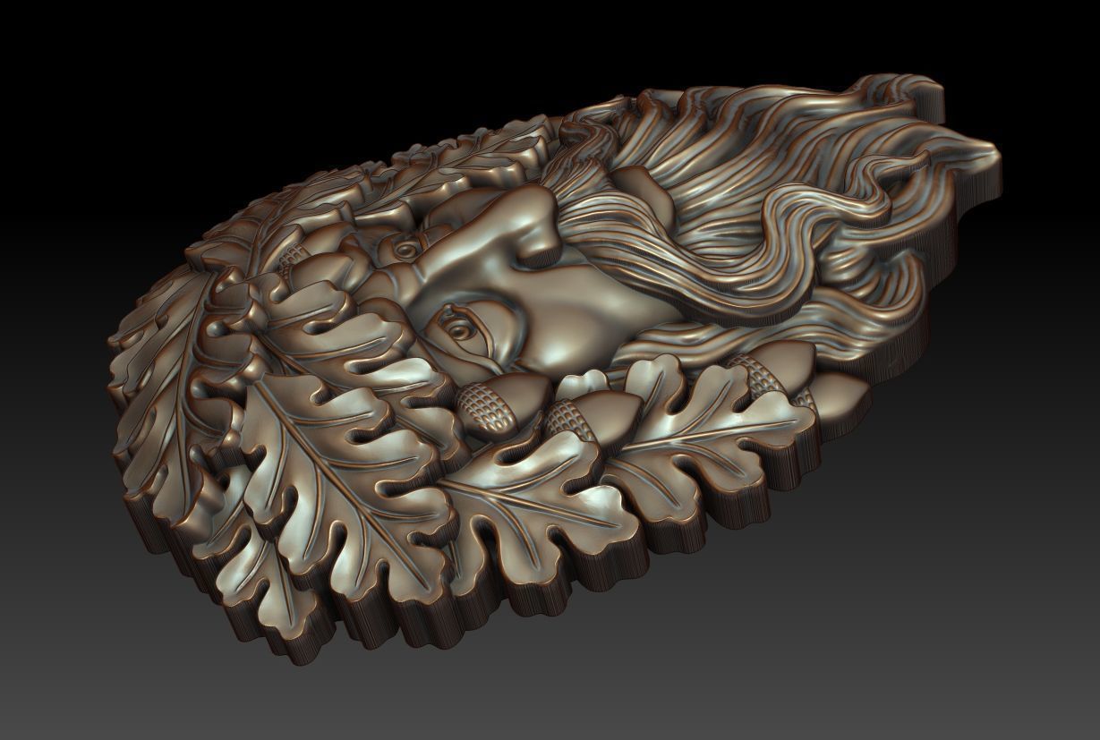 Greenman 9 head with leaves and beard 3D print model_13