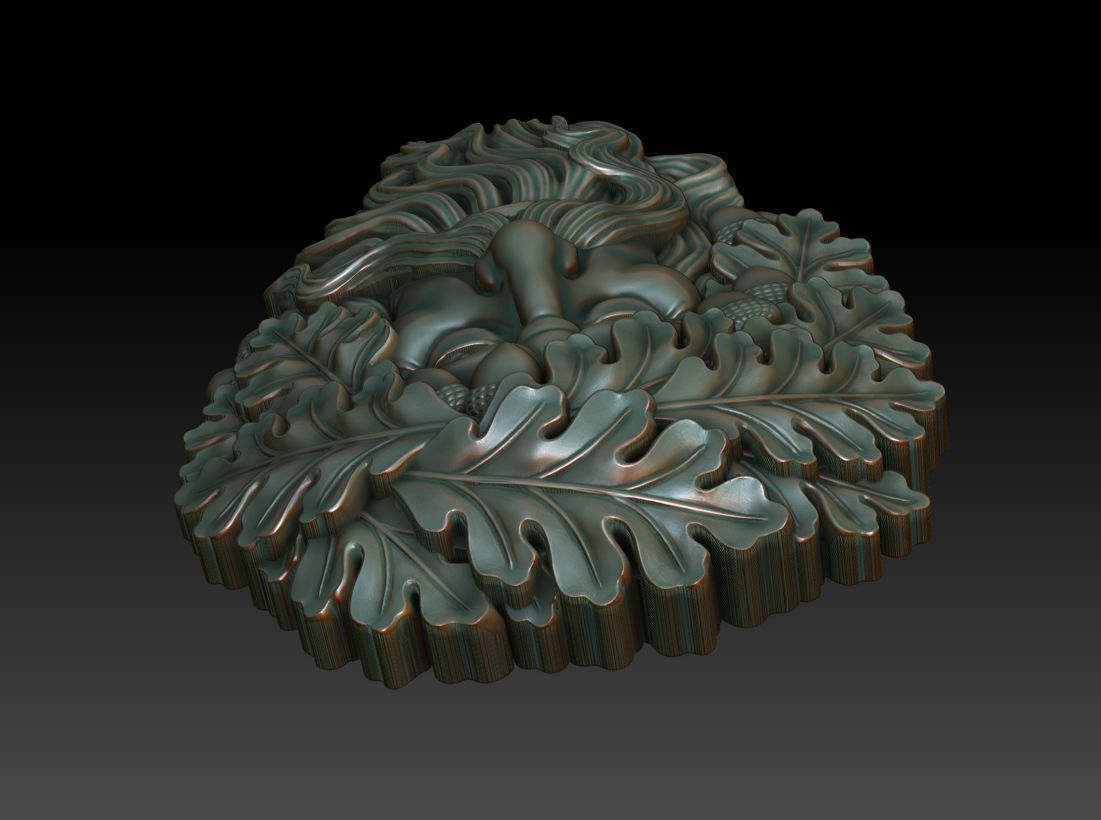 Greenman 9 head with leaves and beard 3D print model_7