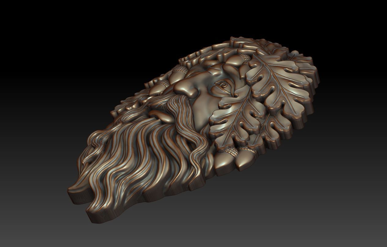 Greenman 9 head with leaves and beard 3D print model_11