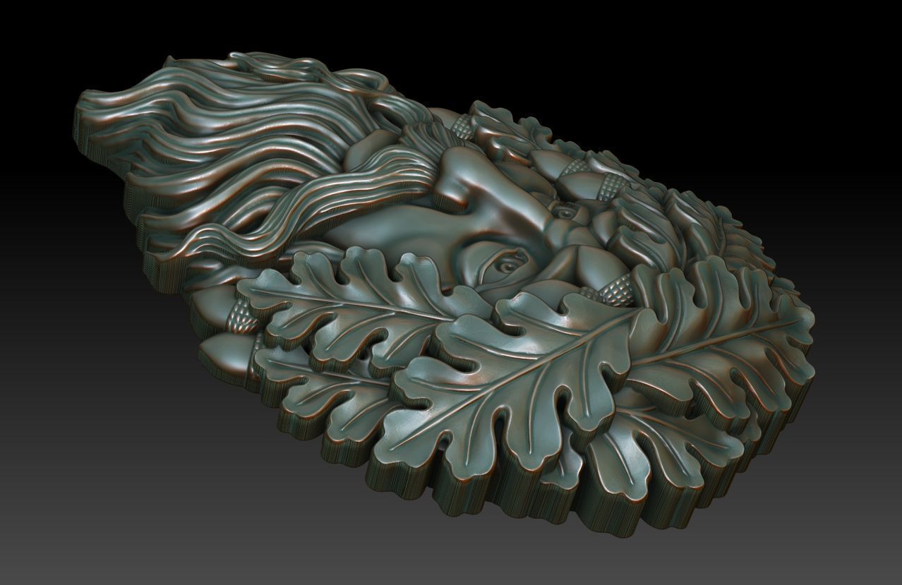 Greenman 9 head with leaves and beard 3D print model_8