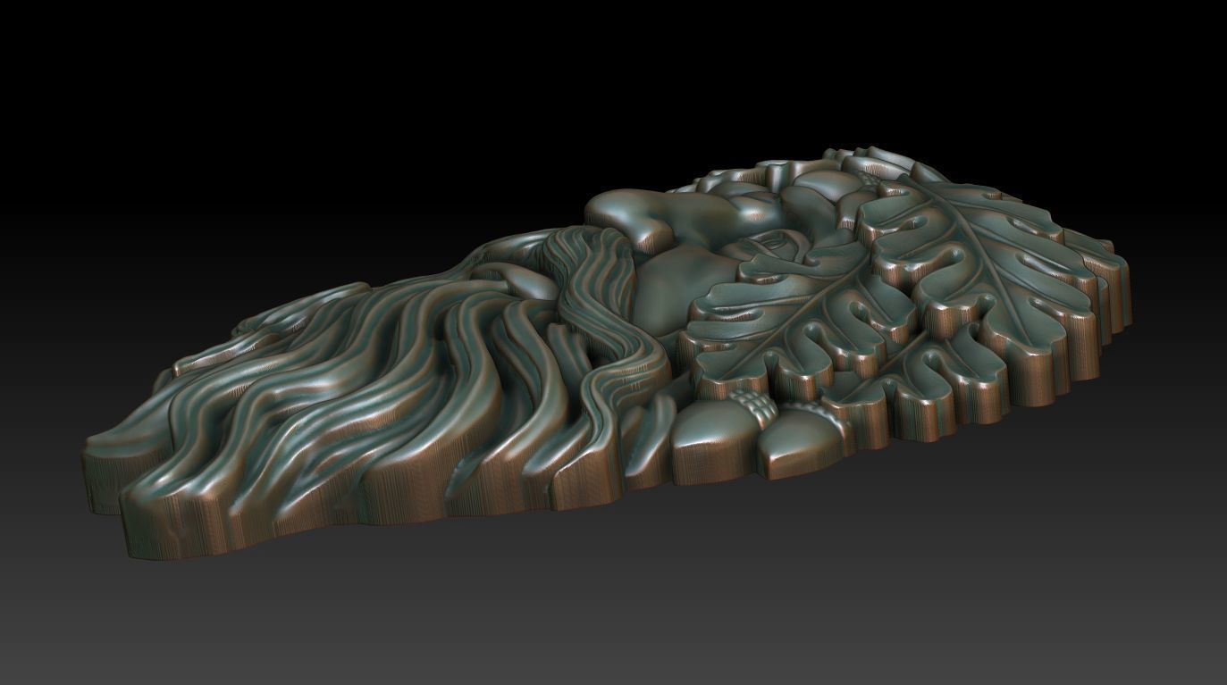 Greenman 9 head with leaves and beard 3D print model_4