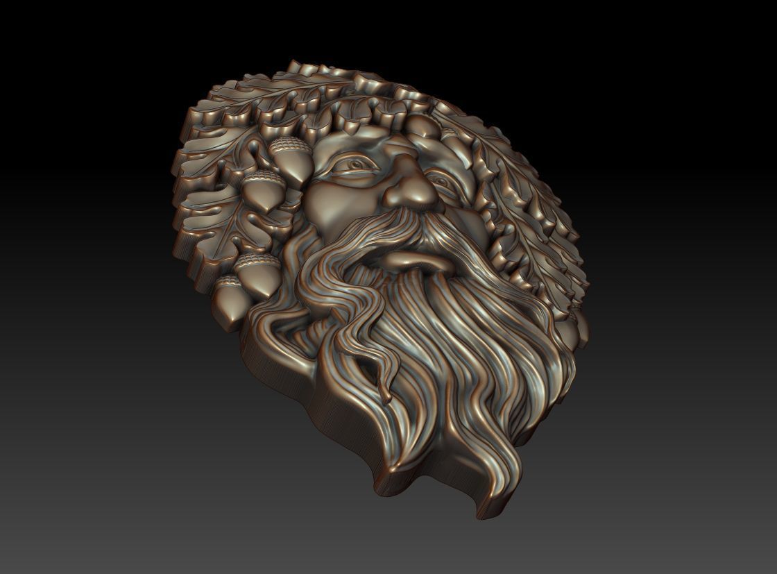 Greenman 9 head with leaves and beard 3D print model_10