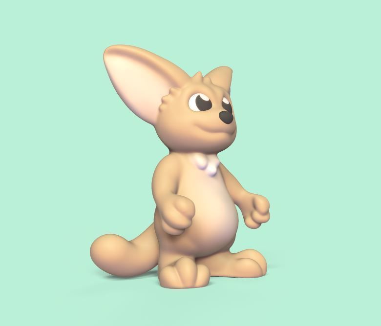 Cartoon Fennec Fox 3D print model_1