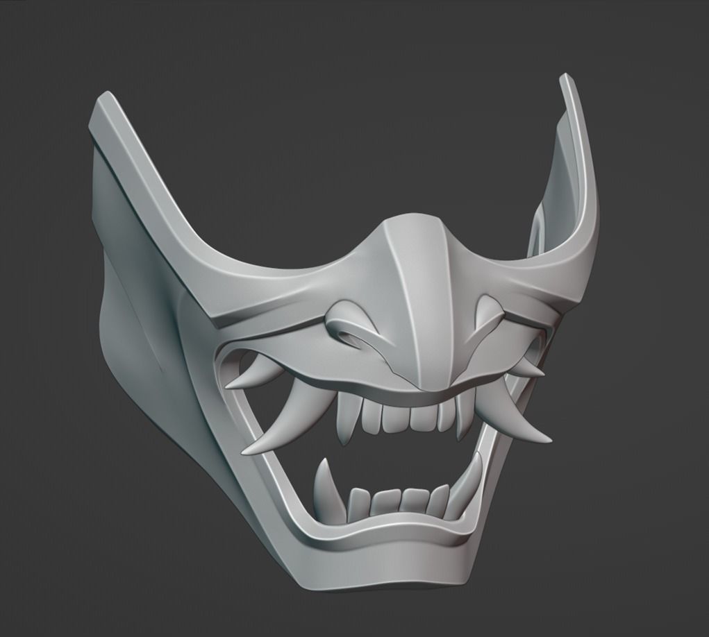 Hannya Demon Oni Samurai Mask  3D print model_3