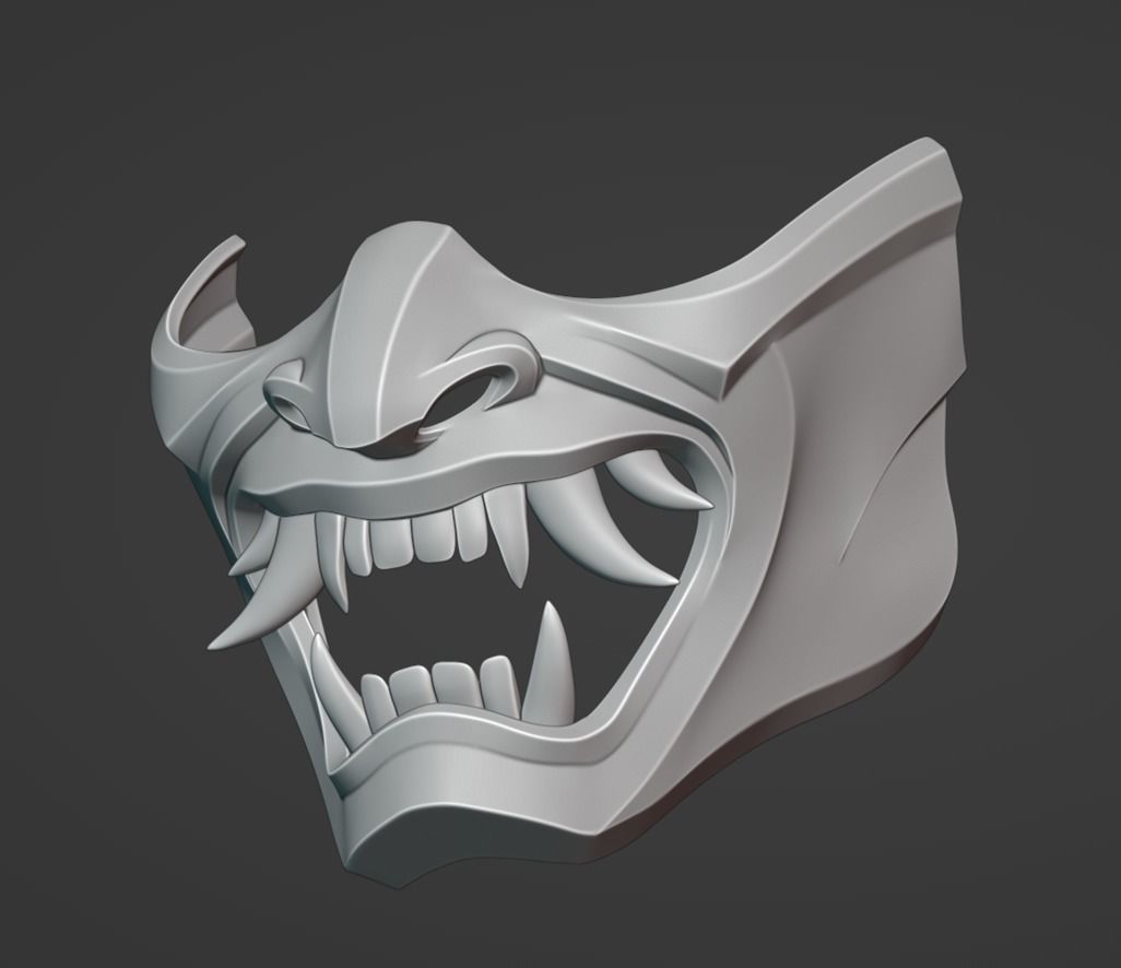 Hannya Demon Oni Samurai Mask  3D print model_8