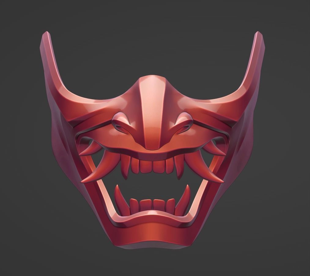 Hannya Demon Oni Samurai Mask  3D print model_2