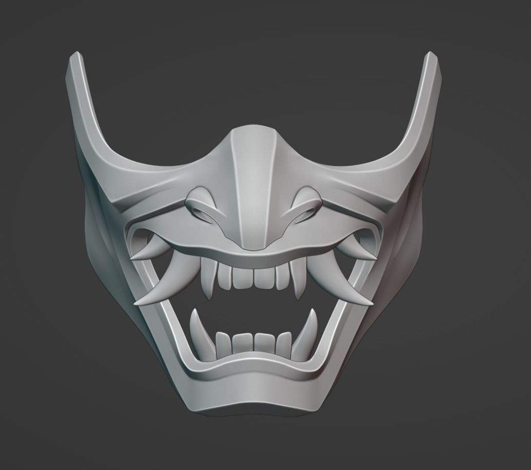 Hannya Demon Oni Samurai Mask  3D print model_7