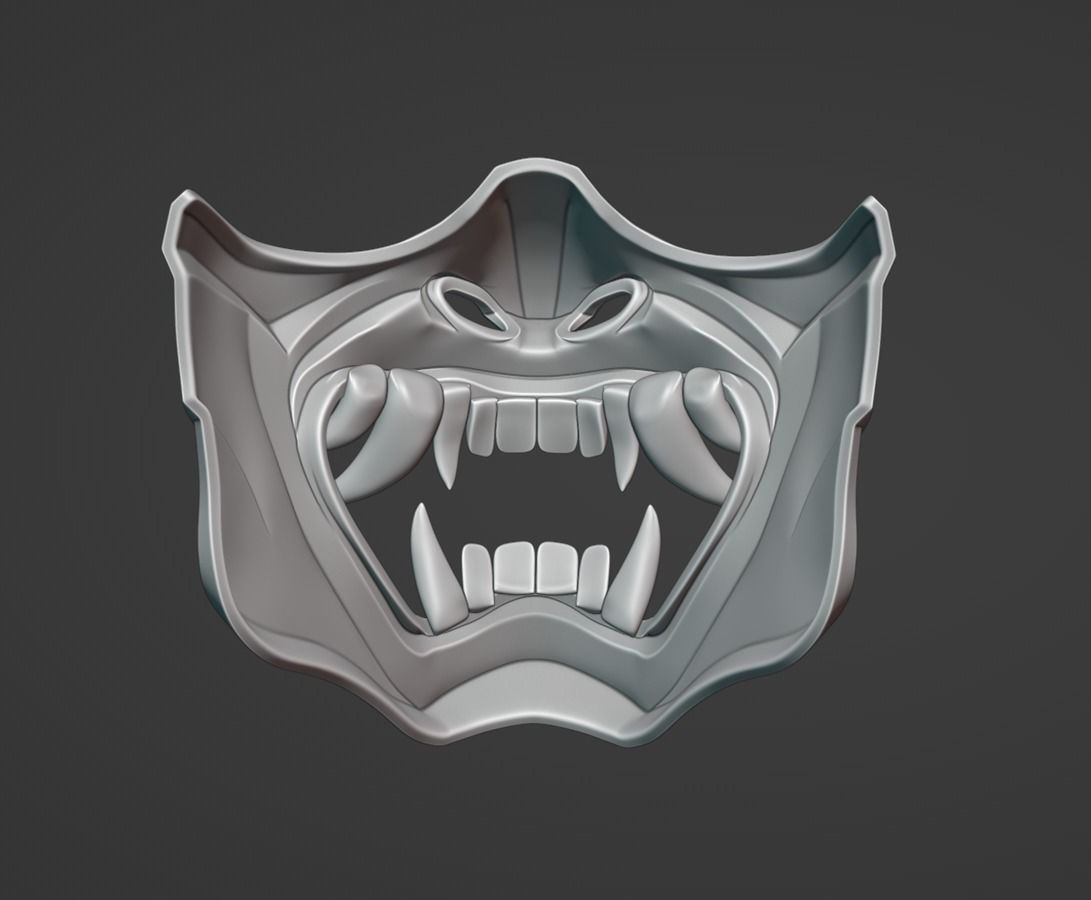 Hannya Demon Oni Samurai Mask  3D print model_9