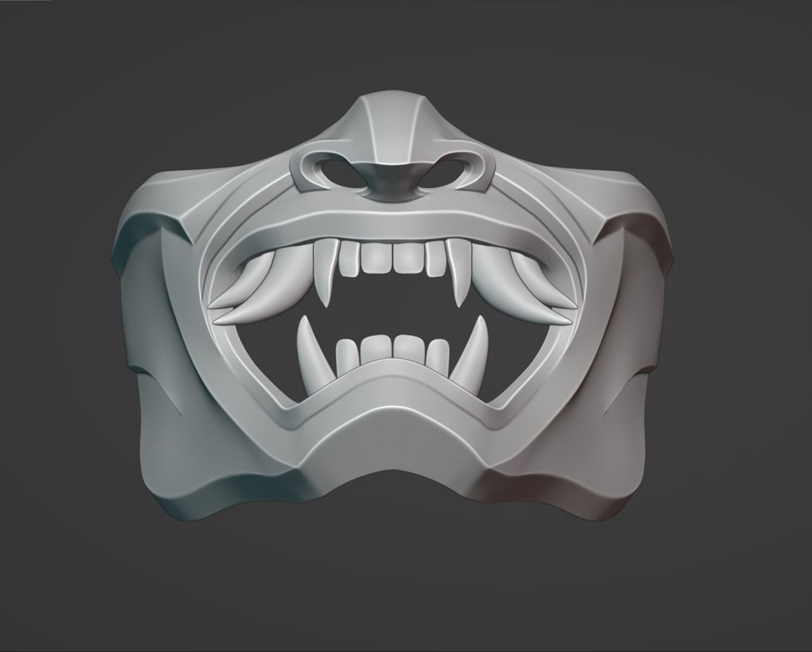 Hannya Demon Oni Samurai Mask  3D print model_6