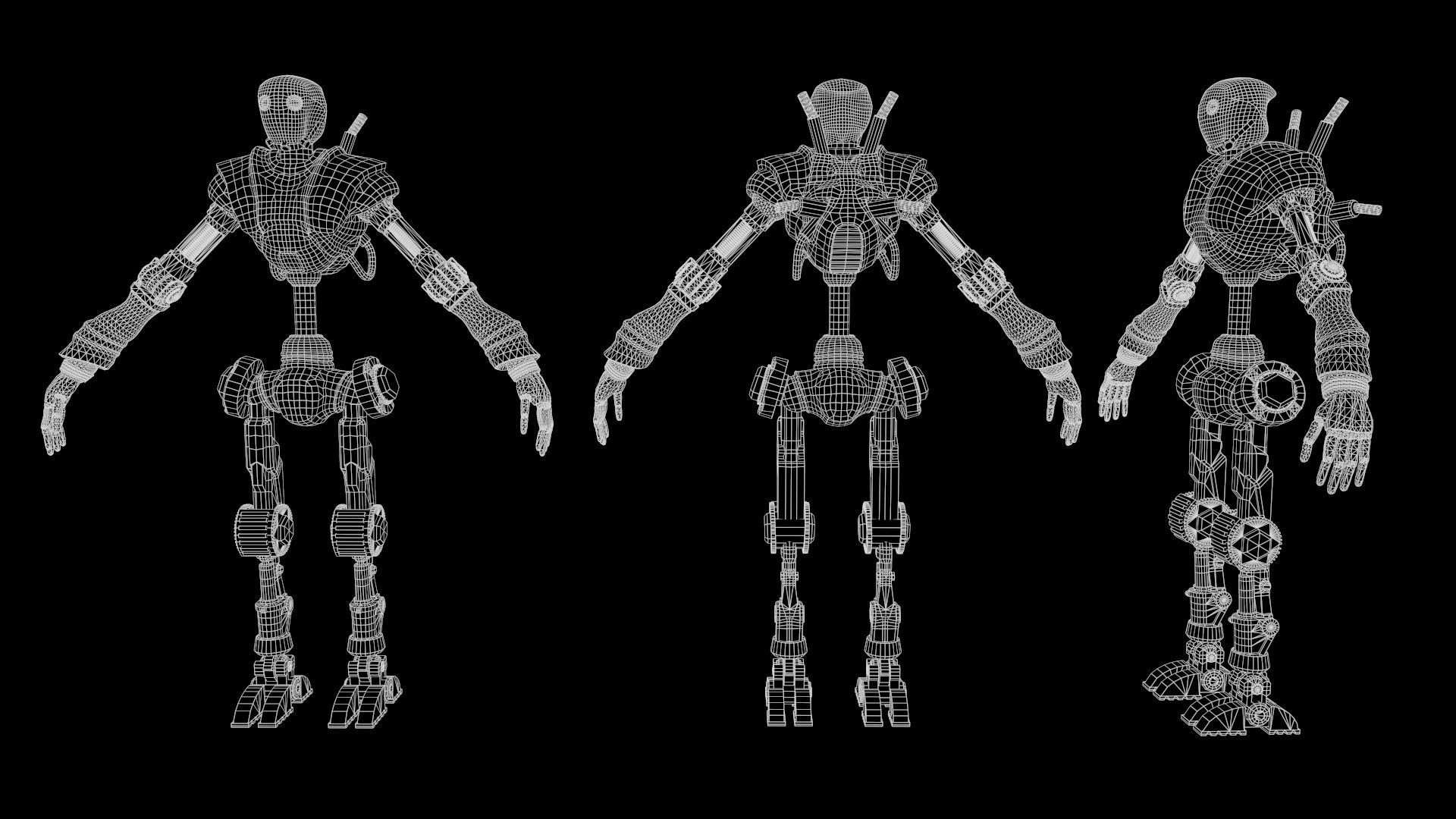 Steampunk mech Low-poly 3D model_4