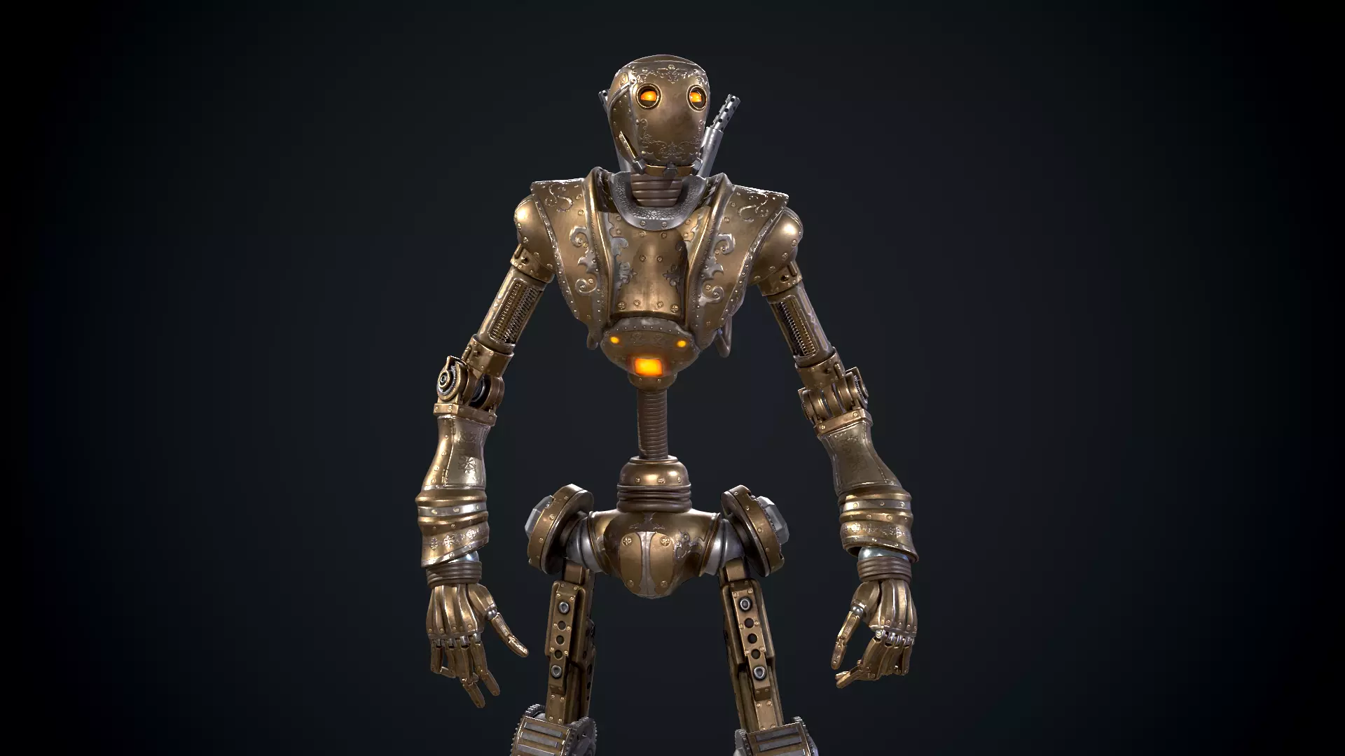 Steampunk mech Low-poly 3D model_0
