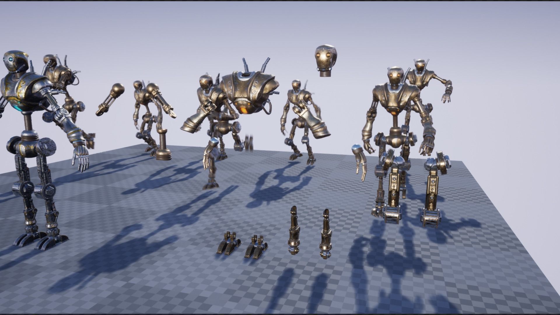 Steampunk mech Low-poly 3D model_14