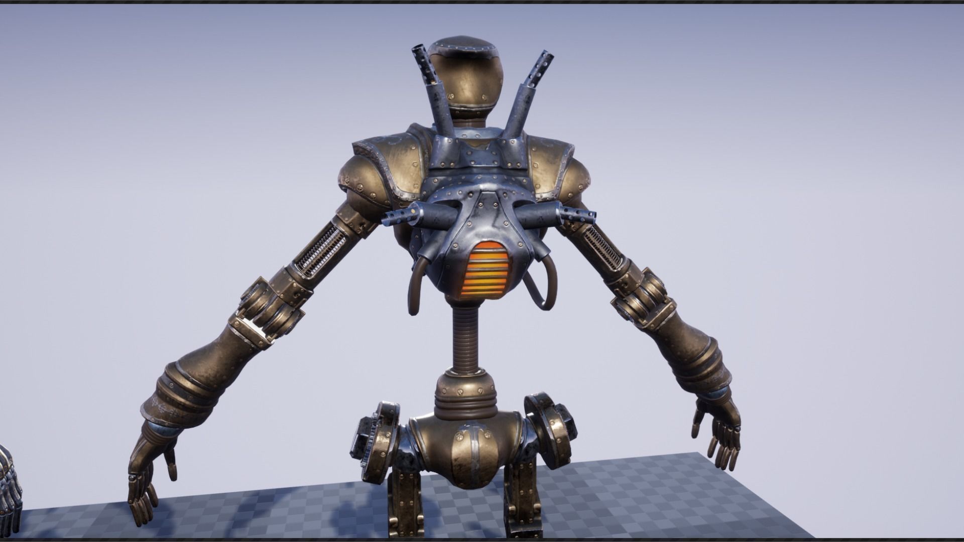 Steampunk mech Low-poly 3D model_12